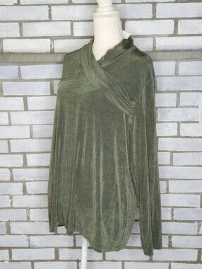 NWT Citiknits QVC Women's Long Sleeve Slinky Blouse Plus Size 2X Green